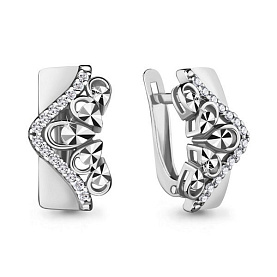 Серьги Аквамарин - Серебро 925, Фианит (арт. 48586А.5)