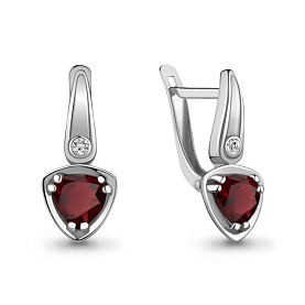 Серьги Аквамарин - Серебро 925, Гранат, Фианит (арт. 4732103А.5)