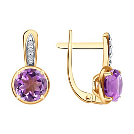Серьги SOKOLOV - Серебро 925, Аметист, Фианит (арт. 92023158)