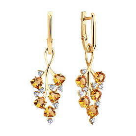 Серьги SOKOLOV - Серебро 925, Фианит, Цитрин (арт. 92023107)