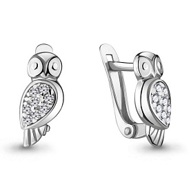 Серьги Аквамарин - Серебро 925, Фианит (арт. 48012А.5)