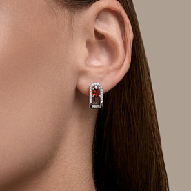 Серьги SOKOLOV - Серебро 925, Гранат, Фианит (арт. 92023277)