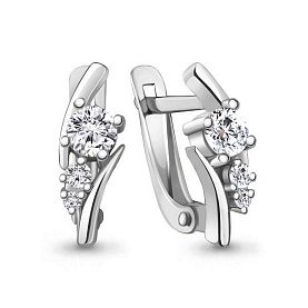 Серьги Аквамарин - Серебро 925, Фианит (арт. 49415А.5)