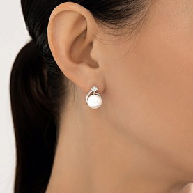 Серьги SOKOLOV - Серебро 925, Жемчуг культивированный, Фианит (арт. 92023138)
