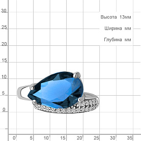 Кольцо Аквамарин - Серебро 925, Топаз лондон, Фианит (арт. 6944293А.5)