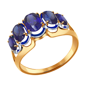 Кольцо SOKOLOV - Золото 375, Синтетический сапфир (арт. 37714436)