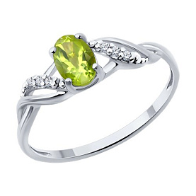 Кольцо Diamant - Серебро 925, Фианит, Хризолит (арт. 94-310-00177-2)