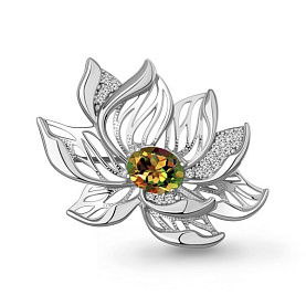 Брошь Аквамарин - Серебро 925, Синтетический султанит, Фианит (арт. 77477019А.5)