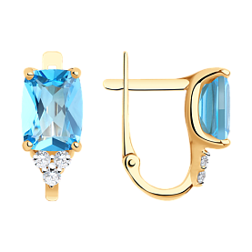 Серьги SOKOLOV - Золото 375, Топаз, Фианит (арт. 37727480)