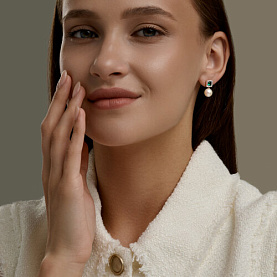 Серьги SOKOLOV - Золото 585, Жемчуг культивированный, Синтетический изумруд (арт. 792471)