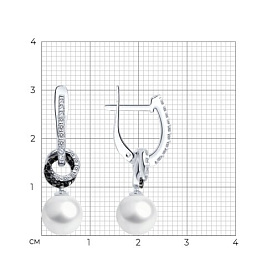 Серьги SOKOLOV - Серебро 925, Жемчуг имитация, Фианит (арт. 94027069)