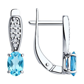 Серьги Diamant - Серебро 925, Топаз, Фианит (арт. 94-320-00176-1)