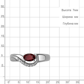 Кольцо Аквамарин - Серебро 925, Гранат, Фианит (арт. 6967103А.5)