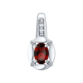 Подвеска SOKOLOV - Серебро 925, Гранат, Фианит (арт. 92030858)