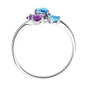 Кольцо SOKOLOV - Серебро 925, Аметист, Топаз (арт. 92011825)