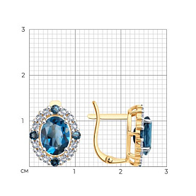 Серьги SOKOLOV - Золото 585, Топаз лондон, Фианит (арт. 728971)