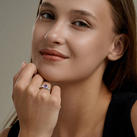 Кольцо SOKOLOV - Серебро 925, Аметист, Фианит (арт. 92014861)