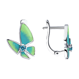 Серьги SOKOLOV - Серебро 925, Фианит, Эмаль (арт. 94023534)