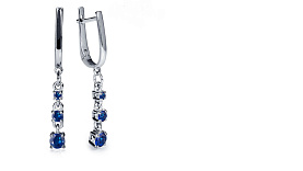 Серьги Platinum Lab. - Платина 950, Сапфир (арт. ПС-064С-01)