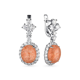 Серьги Дар - Серебро 925, Солнечный камень, Фианит (арт. С-5049рк414300)