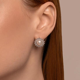 Серьги SOKOLOV - Серебро 925, Жемчуг культивированный, Фианит (арт. 92022965)