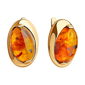 Серьги Diamant - Серебро 925, Янтарь пресс. (арт. 93-320-00477-1)