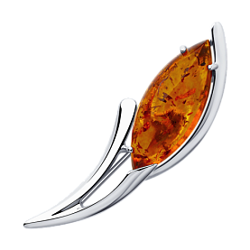 Брошь SOKOLOV - Серебро 925, Янтарь пресс. (арт. 83040017)