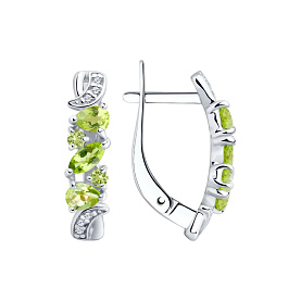 Серьги SOKOLOV - Серебро 925, Фианит, Хризолит (арт. 92021780)