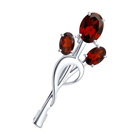 Брошь Diamant - Серебро 925, Гранат (арт. 94-340-01165-2)
