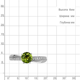 Кольцо Аквамарин - Серебро 925, Фианит, Хризолит (арт. 6511907А.5)