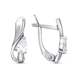Серьги Красная пресня - Серебро 925, Фианит (арт. 33813728Д)
