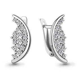 Серьги Аквамарин - Серебро 925, Фианит (арт. 400125А.5)