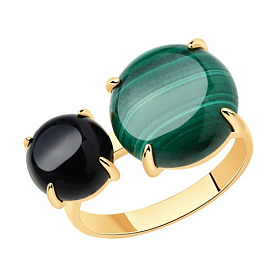 Кольцо SOKOLOV - Серебро 925, Агат, Малахит (арт. 83010064)