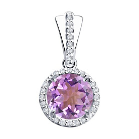 Подвеска SOKOLOV - Серебро 925, Аметист, Фианит (арт. 92030319)