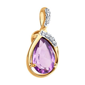 Подвеска Diamant - Серебро 925, Аметист, Фианит (арт. 93-330-01919-2)