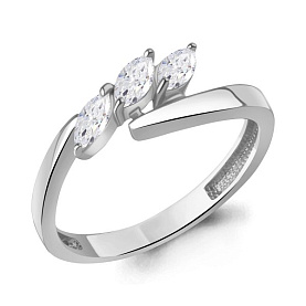 Кольцо Аквамарин - Серебро 925, Фианит (арт. 600572.5)