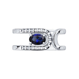 Кольцо SOKOLOV - Серебро 925, Синтетический сапфир , Фианит (арт. 88010079)
