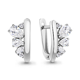 Серьги Аквамарин - Серебро 925, Фианит (арт. 49374А.5)