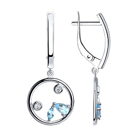 Серьги SOKOLOV - Серебро 925, Топаз, Фианит (арт. 92022105)