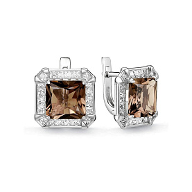 Серьги Дар - Серебро 925, Раухтопаз, Фианит (арт. С-5259рс40700)