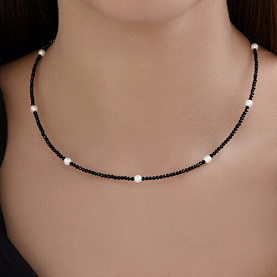 Колье SOKOLOV - Серебро 925, Жемчуг имитация, Шпинель (арт. 83070060)