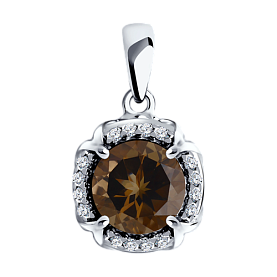 Подвеска SOKOLOV - Серебро 925, Раухтопаз, Фианит (арт. 92030472)