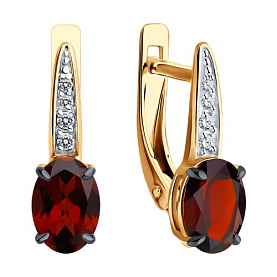 Серьги Diamant - Золото 585, Гранат, Фианит (арт. 51-320-01933-4)