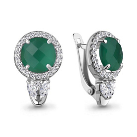 Серьги Аквамарин - Серебро 925, Агат, Фианит (арт. 4785509А.5)