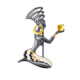 Брошь Кабаровских - Серебро 925, Фианит, Цитрин (арт. 5-199-2901)