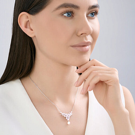 Колье SOKOLOV - Серебро 925, Жемчуг имитация, Эмаль (арт. 94071320)