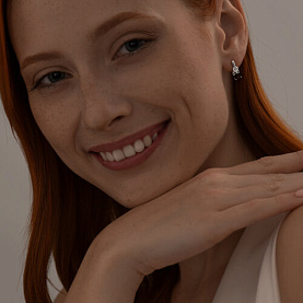 Серьги SOKOLOV - Серебро 925, Гранат, Фианит (арт. 92021179)