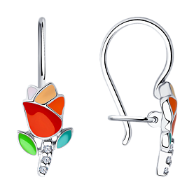 Серьги Diamant - Серебро 925, Фианит, Эмаль (арт. 94-120-01528-1)