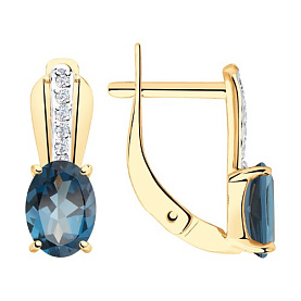 Серьги SOKOLOV - Золото 375, Топаз лондон, Фианит (арт. 37725845)