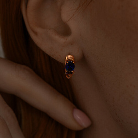 Серьги SOKOLOV - Серебро 925, Синтетический сапфир , Фианит (арт. 88020070)